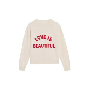 Sandro Paris Sweatshirt Love Is Beautiful Beige Size 0 XS Pullover Crewneck $295